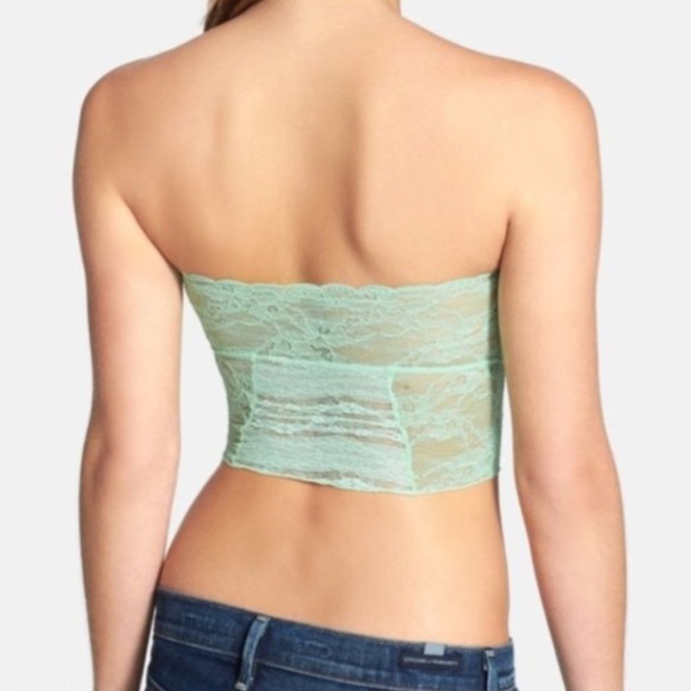 FREE PEOPLE - Intimately FP Galloon Lace Green Scalloped Cropped Bandeau Bra L - Picture 9 of 11